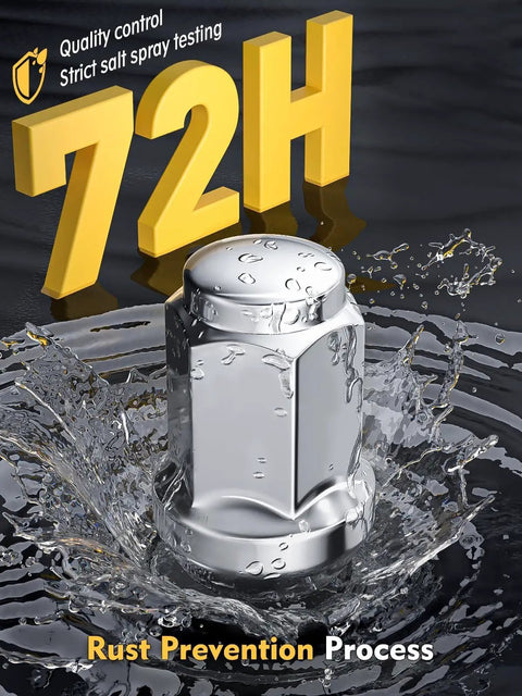 M12x1.25 Beefy Chrome Lug Nuts 20 Pack Closed End, corrosion resistant, salt spray tested for Nissan and Subaru, splash effect