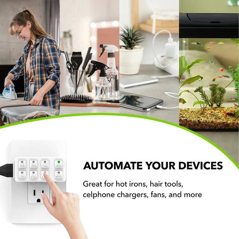 Indoor Countdown Timer With Repeat Function For Home Use, Heavy Duty 3 Prong Grounded Outlet, 15A 1875W 0.5 HP ETL Listed, Fully Adjustable Up To 6 Hours With 15 Min, 30 Min, 1 Hr, 2 Hr, 4 Hr And 6 Hr Settings, Easy On Off Override