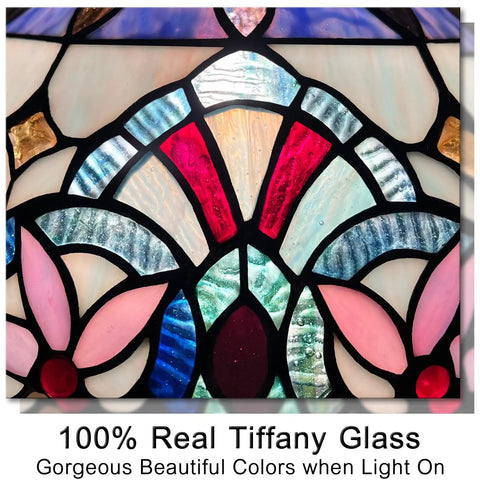 Tiffany Style Stained Glass Ceiling Light Fixture 16 Inch Shade Light Blue Victorian Ceiling Lamp For Your Cozy Home Space