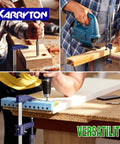 Heavy Duty 2 Pack Steel Bar Clamps 24 Inch Quick Adjust F Clamps in use during woodworking projects for secure gripping.
