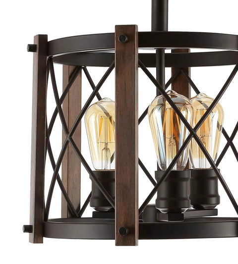 Oil Rubbed Bronze 14 Inch 3-Light Iron Flush Mount Ceiling Light, Rustic Farmhouse Diamond Basket Light Fixture close-up