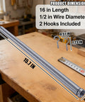 V6 Door Spring For Screen Door Sixteen Inches Long Half Inch Wire Diameter Galvanized Steel Closure Spring With Two Hooks