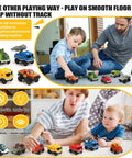 Children playing with Glow In The Dark Car Track Cars 3 Pack With LED Lights Replacement Track Cars For Kids on floor without track