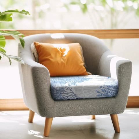 Chair with 8 Piece Summer Patio Sofa Cushion Cover Set Stretchy Coastal Slipcovers With Starfish Seashell Coral Pattern