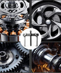 Heavy Duty Carbon Steel Two Jaw Gear Puller With Reversible Bearing Separator Tool For Quick Pulley And Flywheel Extraction shown with gears.