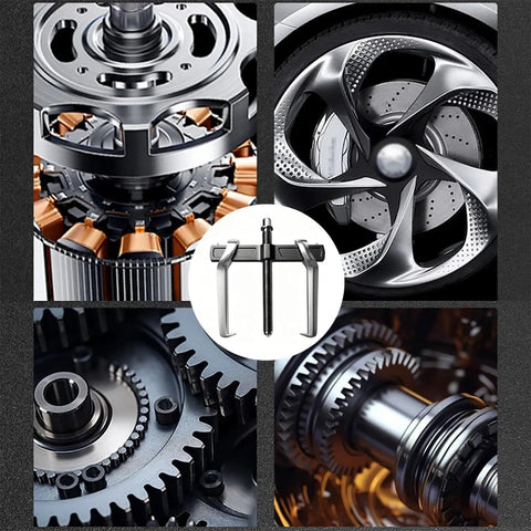 Heavy-Duty Two-Jaw Gear Puller Kit Crafted From Solid Carbon Steel takes a close-up view of gears and components.