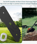 Image of Two Pack EB 007 Seven And A Half Inch Edge Hog Built Tough Edger Replacement Blade For Black And Decker 2 In 1 LE750 LE710 LE760 EH1000 With Four Wear Indicators, showcasing a black steel blade with a central hole.