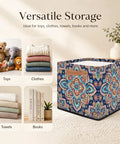 Foldable Paisley Mandala Storage Basket 13 Inch Cube With Reinforced Handles Waterproof Laundry Bin for toys, clothes and towels.