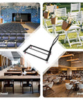 Heavy Duty Folding Chair Dolly Cart for 25 Chairs With 4 Casters, L Shape Flat Stacking Chair Rack in various settings