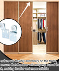 4 Pack Sliding Closet Door Roller Kit With Screws For Top Hung Bypass Wardrobe Doors, offset 1/2 inch and 3/8 inch, installed view