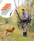 Hunter with dog beside 10 Pack Charge Tubes For Precision Quick Reloads Black Powder Accessories and fall forest backdrop