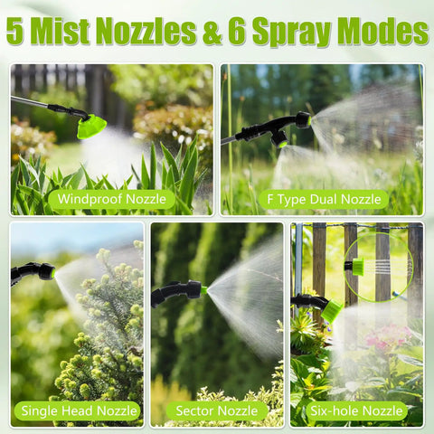 Cordless Backpack Sprayer 3 Gallon With Digital Display And Adjustable Pressures Electric Pump Sprayer showcasing five nozzles