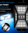 Close-up of 12 Pods 252 LEDs 5 Sides RGB Rock Lights With App And 2 Remote Control For Trucks, waterproof and super bright design.