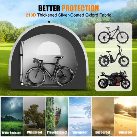 39.4 Inch Wider All Weather Outdoor Storage Shed Tent For Bikes And Motorcycles Including E Bikes And E Scooters Lawn Mower And RV Travel Shelter showcasing bike storage