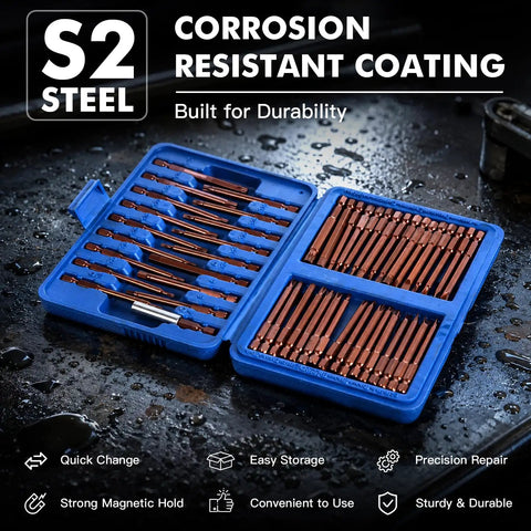 Premium 50 Pc Security Screwdriver Bit Set With S2 Steel Torx Hex Phillips Tamper Proof Bits, Magnetic Precision Driver Kit For Heavy Duty Repair Projects That Slays The Strip Game And Lasts Forever, blue case open