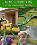Solid Brass Two Way Hose Splitter With 360 Degree Swivel Outlets And Three Quarter Inch GHT Connection For Garden Use Rust Resistant Freeze Proof Easy To Attach To Standard Faucets Built To Last on outdoor faucet with two hoses