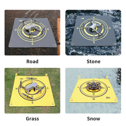 Universal Drone Landing Pad Waterproof Weighted Portable Fast Foldable Helipad Launch Surface for Any Terrain in use on road, stone, grass, snow