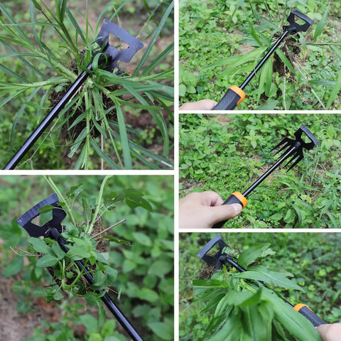 Portable Garden Weeder Tool With Six Tooth Weeder, Heavy Duty Manganese Steel Hand Weeding Tool for pulling weeds