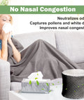 Woman on couch with tissue and filter, illustrating Budget Friendly Replacement Humidifier Filter B That Fits Sunbeam SCM1746 Holmes.