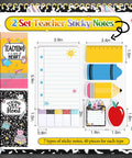 Two Pack Teacher Sticky Notes Gift Set With 560 Self Adhesive Notepads In 7 Styles Apple Ruler Pencil Designs Perfect For Classrooms