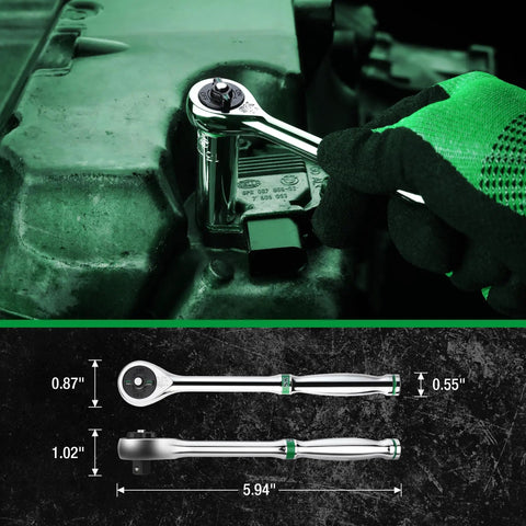 1/4 Inch Drive Ratchet Handle With 216-Position 6-Pawl Quick Release And Crv Steel Construction For Tight Spots Offering Hella Smooth Action And Pro-Level Torque Strength Plus A Slim Body That Sneaks Into Tight Corners Like A Champ