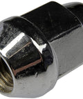 Close-up of single Beefy Wheel Lug Nuts M12 1.50 Acorn Bulge Seat, 21 Mm Hex, 35.1 Mm Length, OEM Replacement