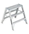 Lightweight Aluminum Sawhorse Step Ladder 3 Foot With 300 Pound Capacity Type IA Duty Rating Durable Build For Painting Drywall And General Home Projects, side view