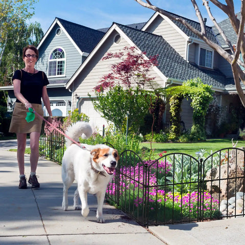 Arched Rustproof Metal Fence For Dogs And Rabbits No Dig Barrier For Flower Beds And Gardens, Ornamental Animal Fence Panels