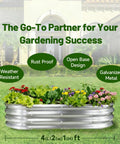Galvanized Raised Garden Bed Kit 4x2x1 Ft Outdoor Oval Planter Box with vegetables and flowers in front of house