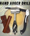 Hand Auger Drill For Survival Gear And Shelter Building with Folding Saw, Wooden Rocket Stove Making Kit, Settlers Wrench
