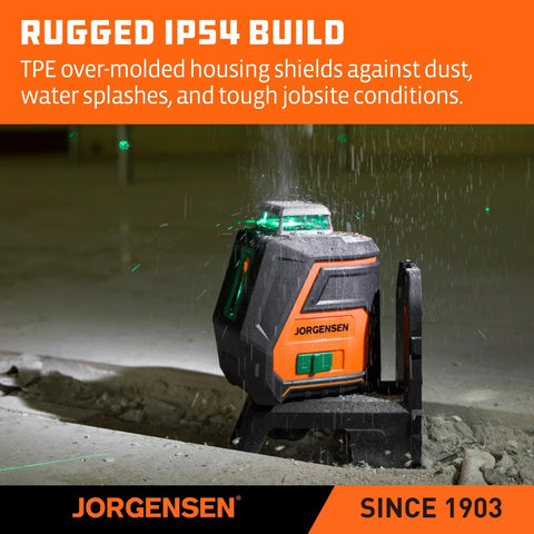 360 Degree Self Leveling Laser Level With Tripod And Magnetic Base, Green Laser Three Line Modes, Pro Grade Tool displayed on rough surface