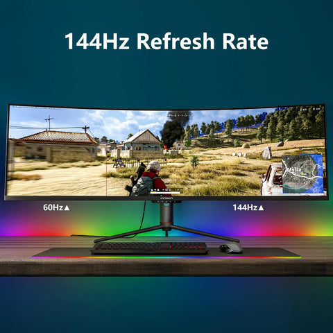Curved 49 Inch Ultrawide Gaming Monitor With 144Hz Refresh Rate And 32 By 9 Aspect 3840 By 1080 Resolution HDR400 display