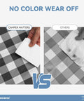 Elastic Edge Picnic Table Cover And Bench Covers Set in black and white showing color wear resistance compared to other covers.