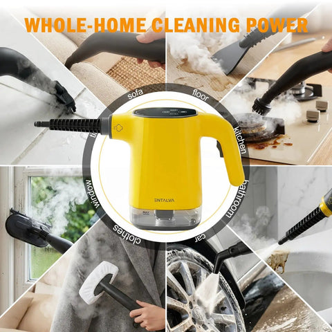 Heavy Duty Handheld Steam Cleaner With Smart Led Display And No Sweat Continuous Trigger Lock For Whole House Deep Cleaning Includes 16 Piece Accessory Kit For Kitchens Floors And Upholstery Quick Heat Ergo Handle on various cleaning tasks.