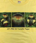 Three monkeys printed on yellow t-shirt using Jet Pro Soft Stretch Heat Transfer Paper For Inkjet Printers White 8.5 By 11 Inches 100 Sheets