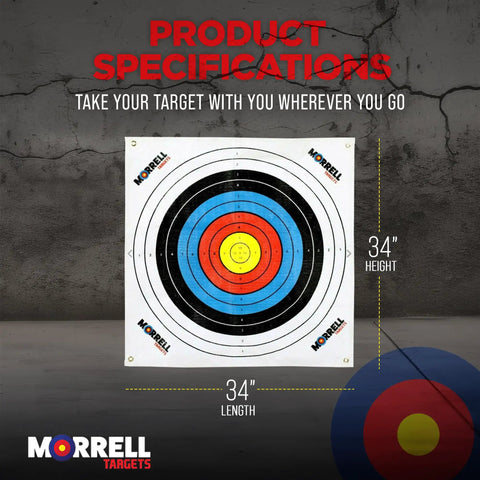 Archery Target Face for Field Point Practice 34x34 Inches, displayed with product specifications text