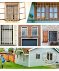 Heavy Duty Window Bars With Spear Point Design 24 By 36 Inches White Security Guards for kids outdoor burglary prevention installed on various windows