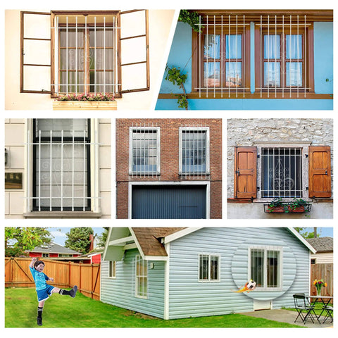 Heavy Duty Window Bars With Spear Point Design 24 By 36 Inches White Security Guards for kids outdoor burglary prevention installed on various windows