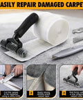 Upgraded Carpet Repair Kit With 5 Inch Star Wheel Seam Roller 4 Inch By 30 Foot Double Sided Heatless Carpet Tape And Heavy Duty PVC Pipe Cutter For Easy DIY Home And Office Floor Fixes on carpet