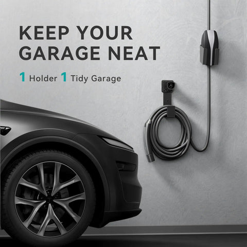Keeping Your Tesla Setup Slick Demands A Solid Mount This Heavy Duty Stainless Steel Wall Charger Holder with charging cable.