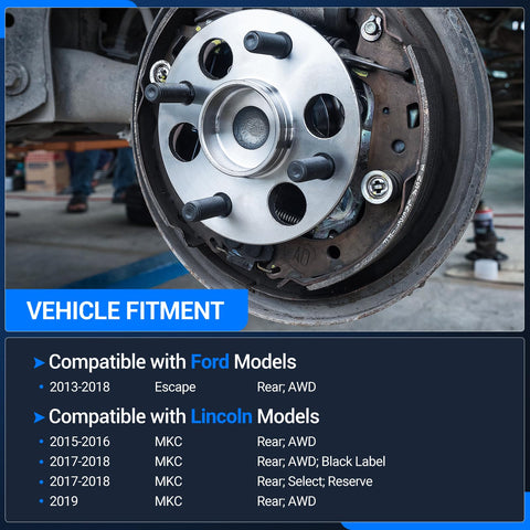 Rear Wheel Bearing And Hub Assembly For AWD Ford Escape 2013 Through 2018 And Lincoln MKC 2015 Through 2019 Two Pack With ABS 5 Lug