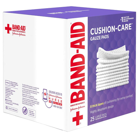 Absorbent Cushion Care Sterile Square Gauze Pads For First Aid Non Adhesive Wound Dressing 4 by 4 inches large 25 count box