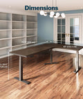 L Shape Electric Standing Desk With Height Adjustable Sit Stand Design For Corner Office Reversible Left Right Layout No Sweat Setup dimensions in a modern room