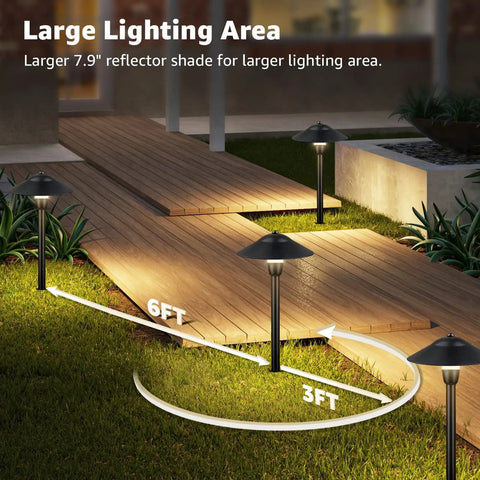 Low Voltage Pathway Lights Warm White 3000K 3W 12-24V Cast Aluminum Waterproof Landscape Lighting illuminating wooden path