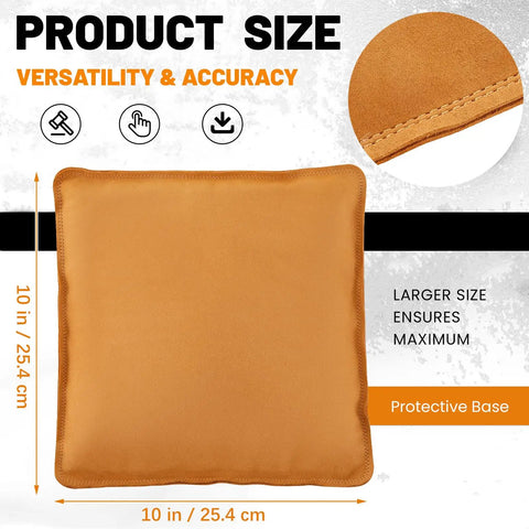 Hella Tough Suede Leather Jewelry Sand Stamp Pillow, 10 Inch Square Cushion For Metal Embossing, Super Solid Craft Workbench, Kicks Butt On Any Handmade Creation Goal
