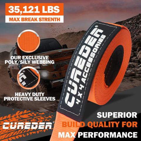 Heavy Duty Tow Strap 3 Inch By 30 Foot Snatch Recovery Rope For Off Road And Truck Towing Lab Tested 35121 Pounds Break Strength
