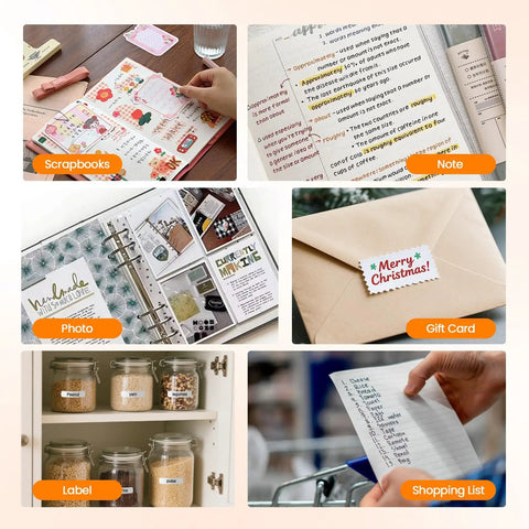 Nulltonex Portable Bluetooth Label Maker With Tape, Mini Adhesive Sticker Printer For Home Organization used in scrapbooking and labels.