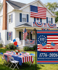 250th Anniversary America Garden Flag Double Sided USA Flag 1776 2026 Commemorative Patriotic Banner for Yard displayed in garden