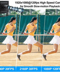 1920x1080 High Speed Camera capturing a tennis player in motion, showcasing smooth playback at 1080P 120fps, various resolution options