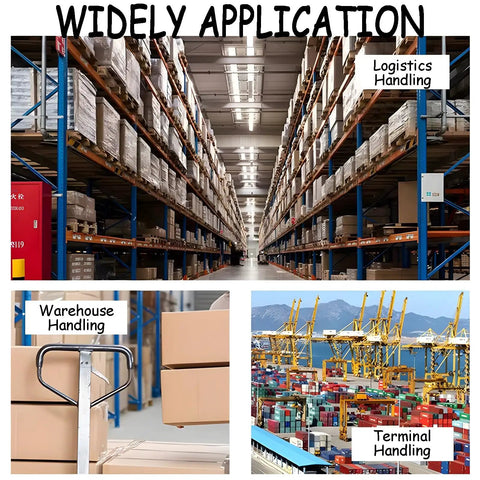 Beefy 6600 LB Forklift Jib Boom Crane Attachment With Extra Tough Steel Body and Hella Flexible 0 To 75 Degree Adjustable Tilt For Warehouse Factory Or Construction Lifting Hook in a warehouse setting.